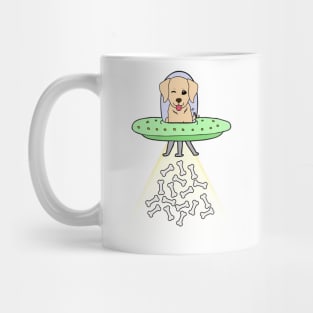 Funny retriever dog is flying a ufo Mug